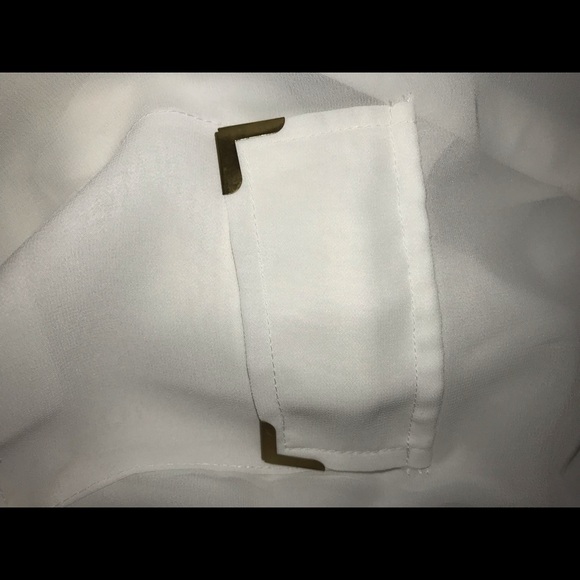 LIVE 4 TRUTH Sheer White Blouse with Gold Tone pocket accents SIZE XL - Picture 4 of 6